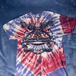 Legendary Power T Shirt Adult Medium Red White Blue Tie Dye Muscle Car USA